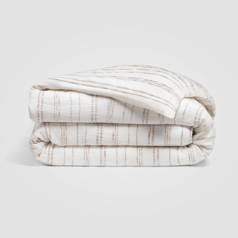 White duvet cover on white background
