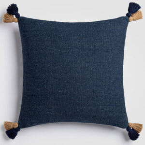 Solid navy blue decorative pillow with subtle texture
