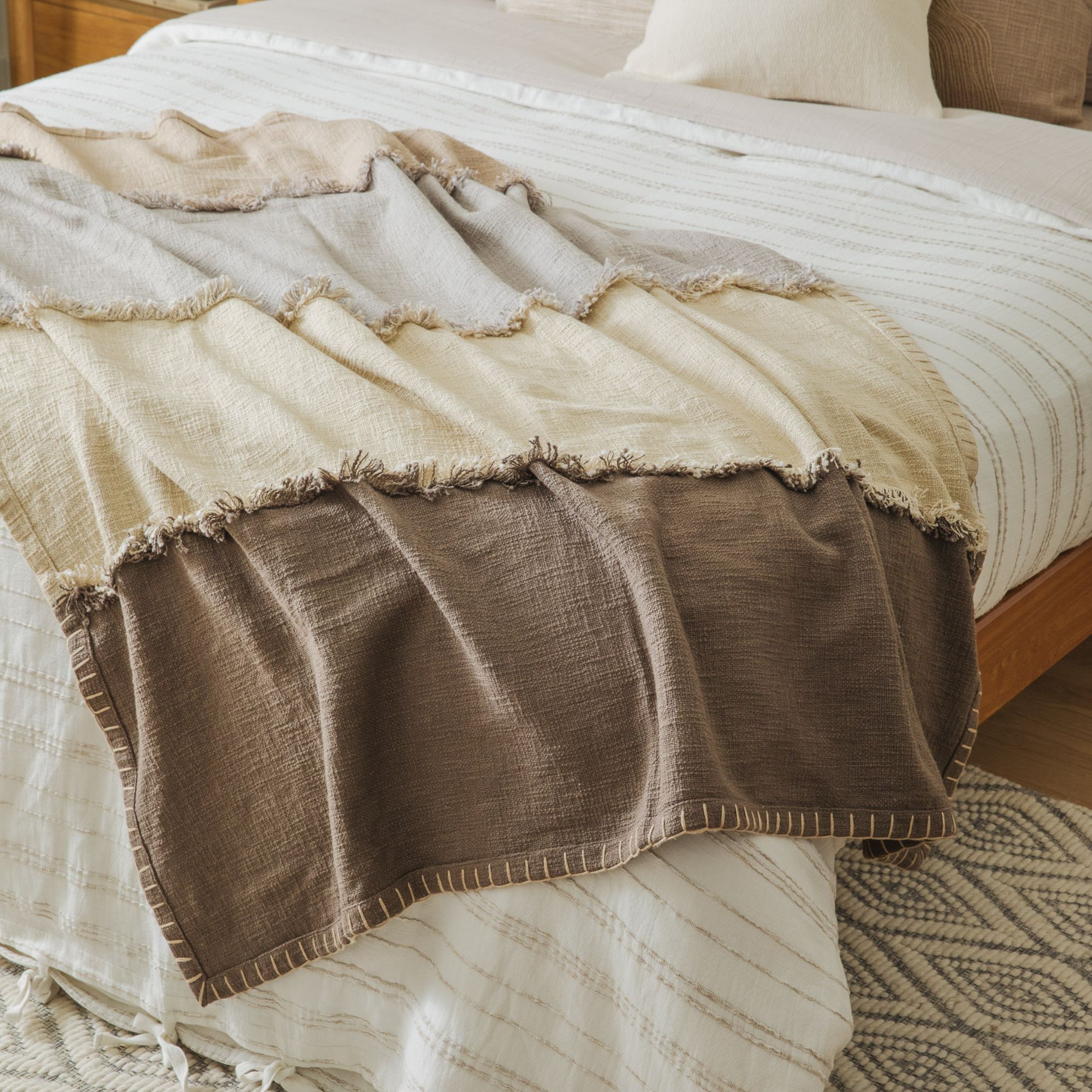 Crane home bedding posed in a real bedroom