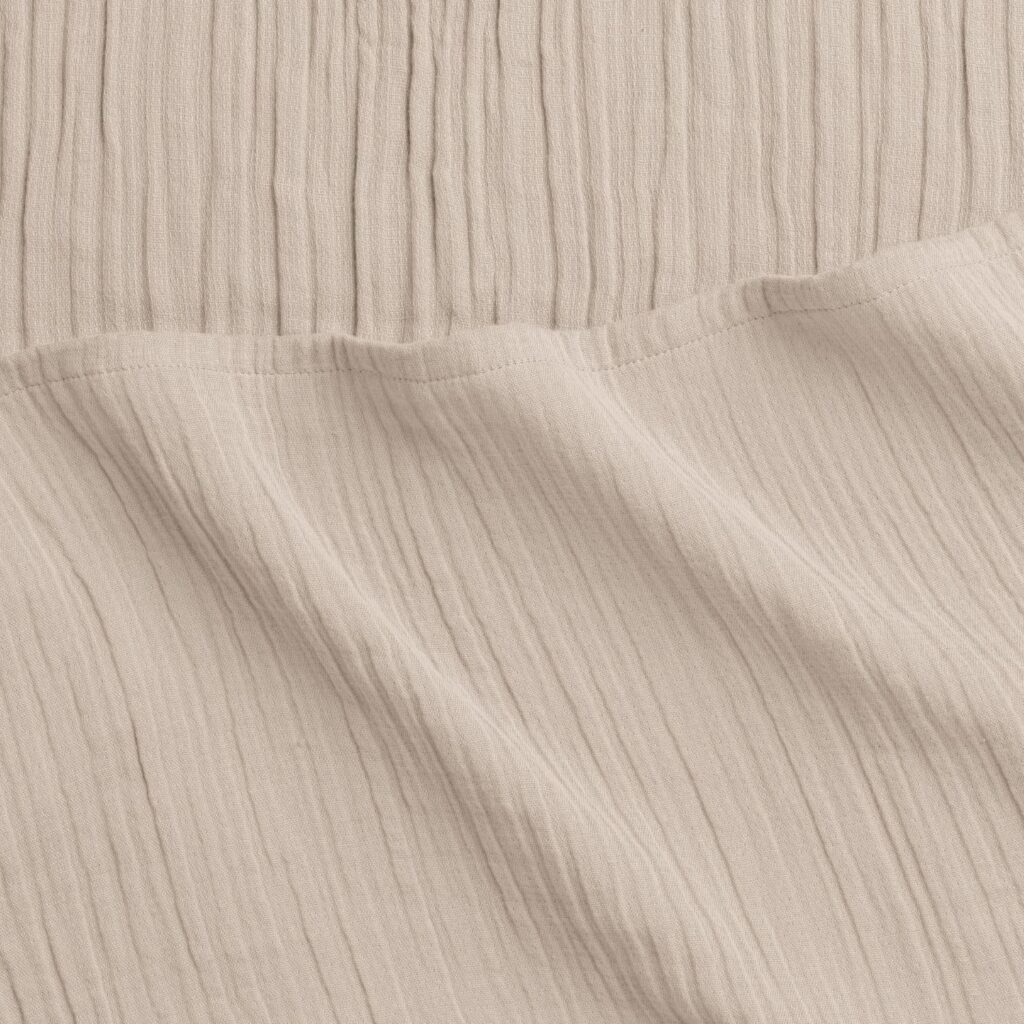 Close up of a cotton gauze crinkled sheet